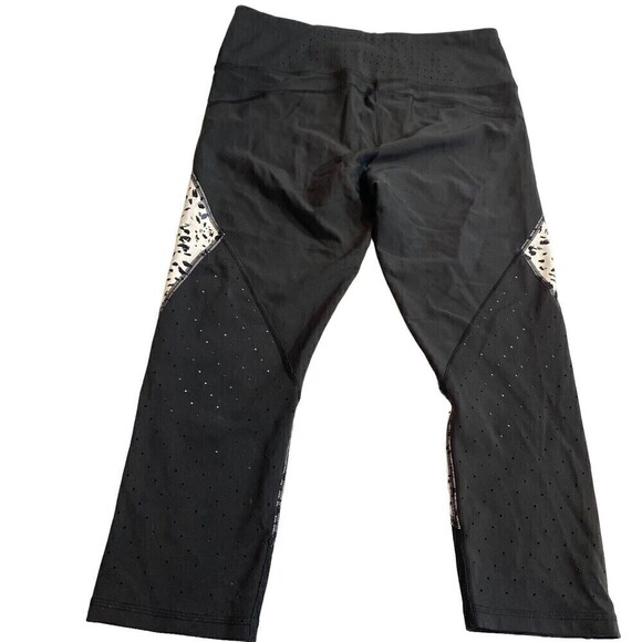 Athleta Stealth TruCool Leggings Womens Large Black White High Rise Cropped Pant - Picture 2 of 13